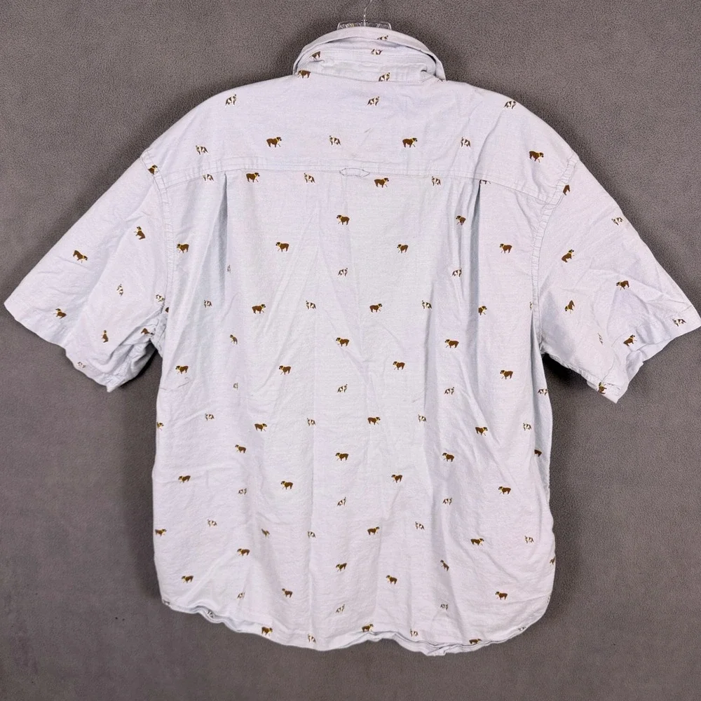 Club Room Mens XL Blue‎ Dogs Pattern Shirt Read!
